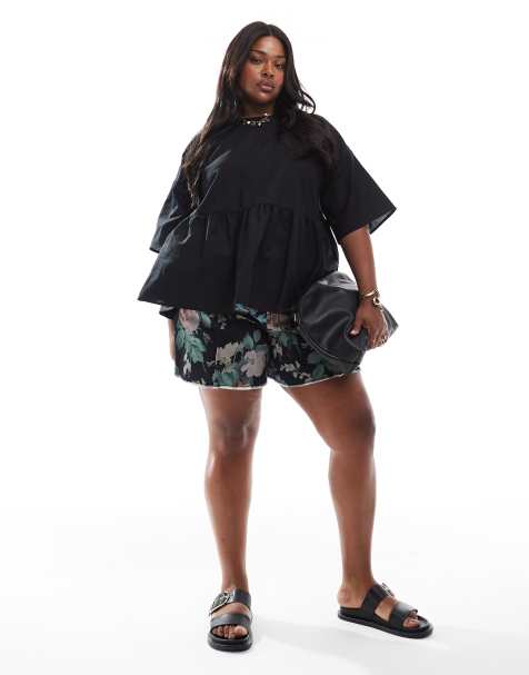 ASOS DESIGN Curve - Short coupe trapèze à imprimé fleurs - view 1