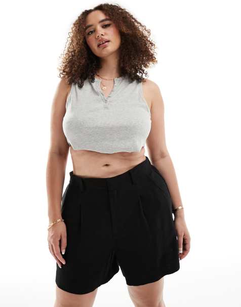 ASOS DESIGN Curve - Short dad en lin - Noir - view 1