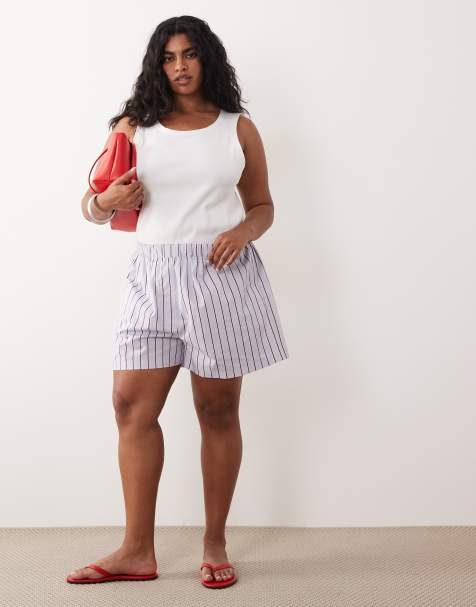ASOS DESIGN Curve - Short d'ensemble style caleçon à rayures - Bleu - view 1