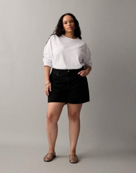 ASOS DESIGN Curve - Short en jean coupe dad - Noir délavé - view 1