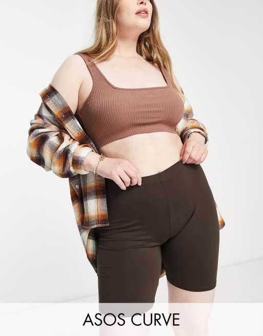 ASOS DESIGN Curve - Short legging basique - Chocolat