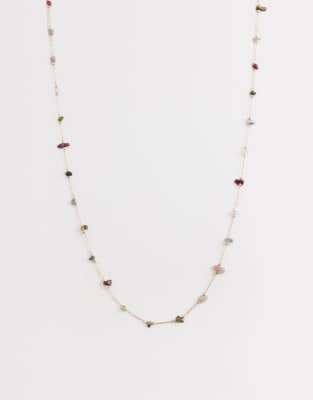 Asos Curve Asos Design Curve Short Necklace With Faux Stone Chipping Details In Gold