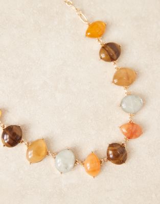 Asos Curve Asos Design Curve Short Necklace With Faux Stone-set Details In Multi
