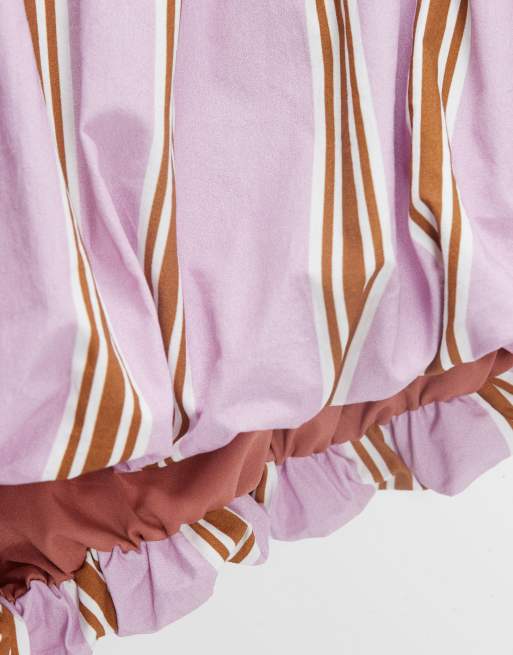 ASOS DESIGN Curve - Short rayé à ourlet boule - Lilas, 8 de 8