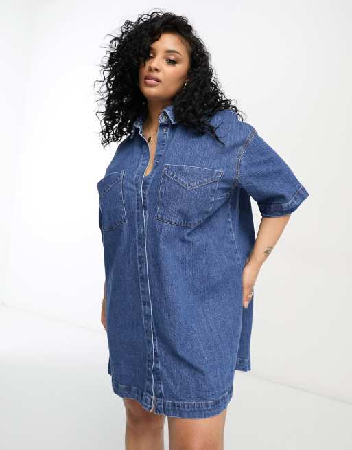 Asos Denim Shirt In Short Sleeve With Mid Wash, $15, Asos