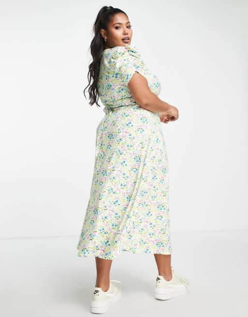 Ruched waist shop floral tea dress