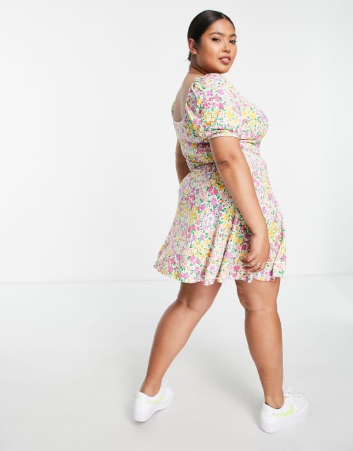 asos lace tea dress ASOS DESIGN puff sleeve 2-in-1 satin midi tea dress with lace trims in  slate blue