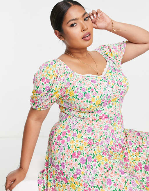 asos lace tea dress ASOS DESIGN flutter sleeve tie front maxi tea dress with lace detail in  brown