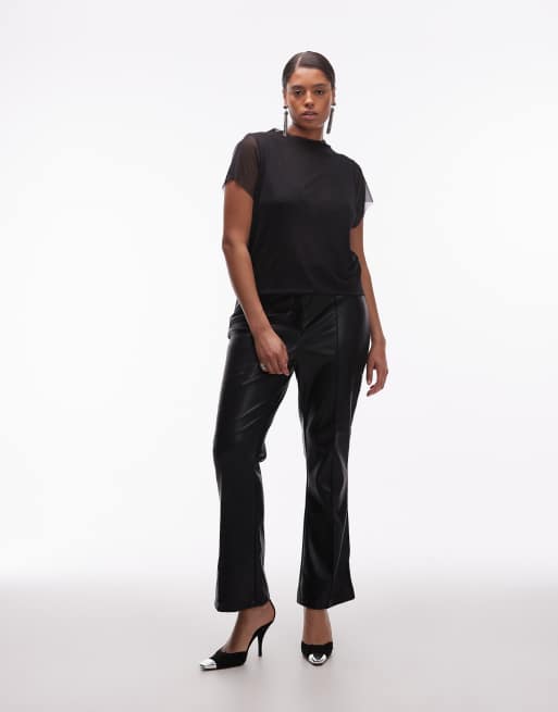ASOS DESIGN Curve short sleeve sheer mesh top in black, 3 of 4