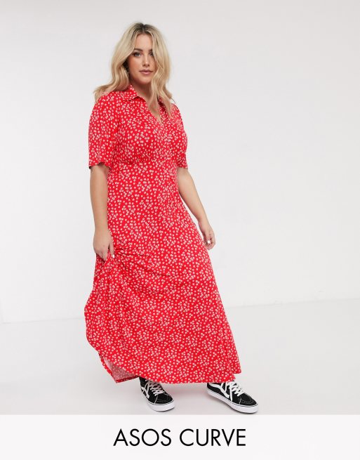 Asos plus size red hot sale dress