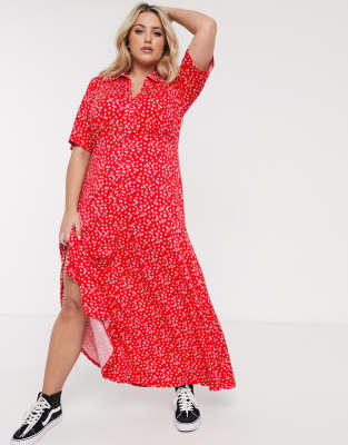 red ditsy maxi dress