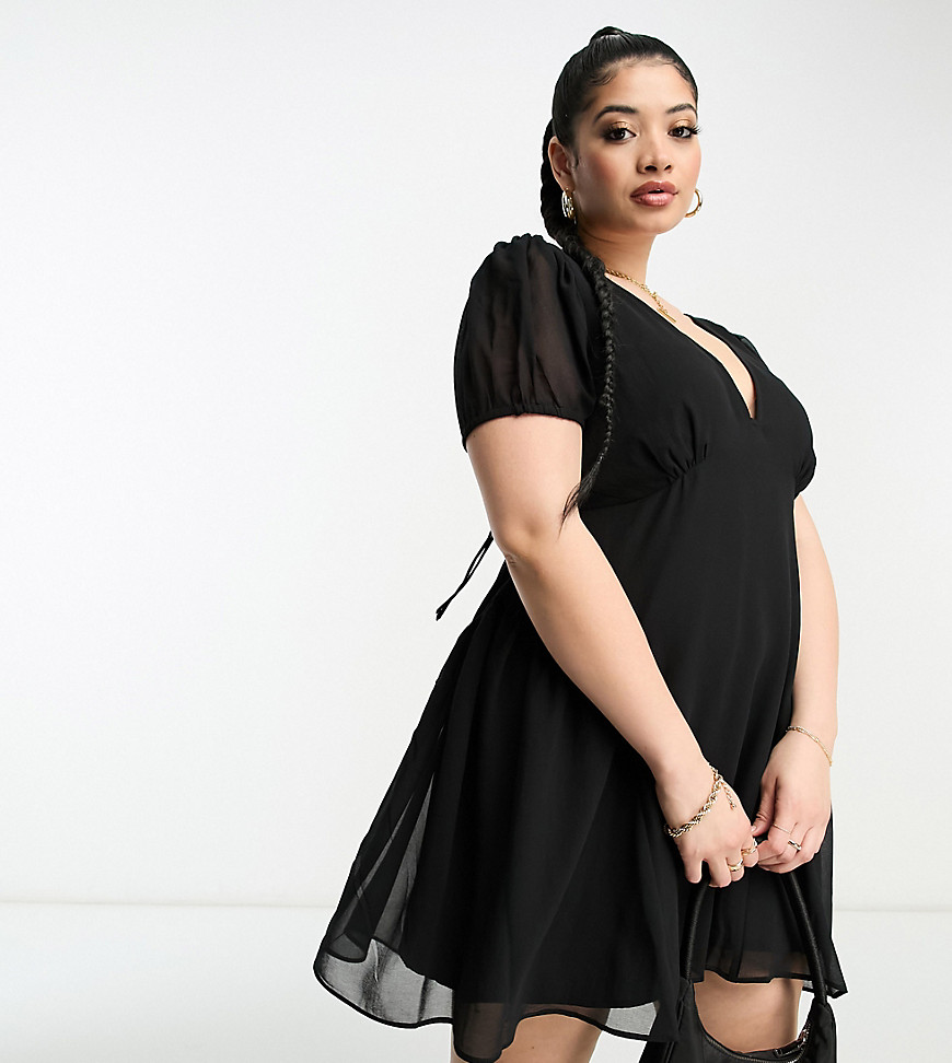 Dresses by ASOS Curve All other dresses can go home V-neck Puff sleeves Tie-keyhole back Regular fit