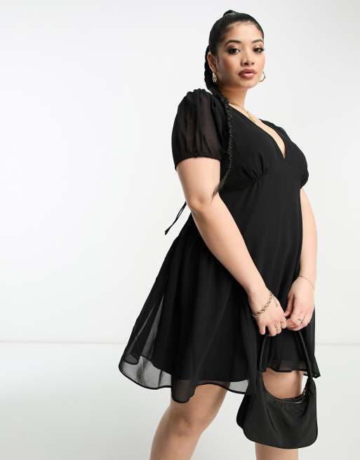 Short black chiffon dress sale