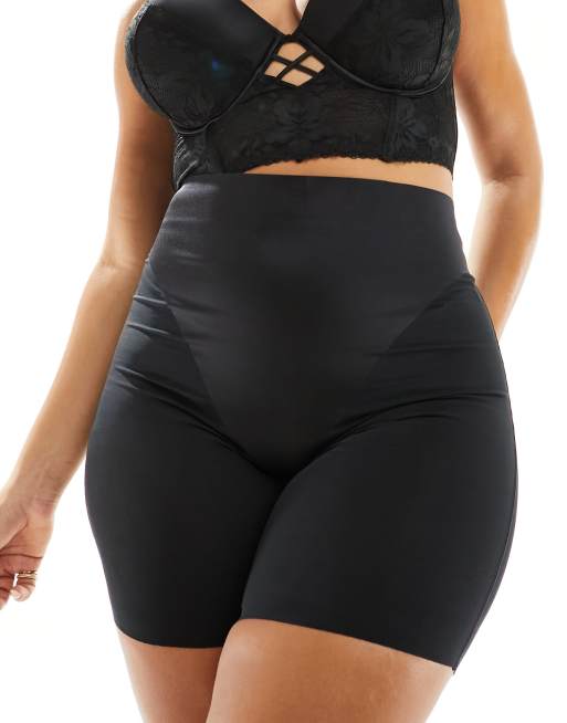 ASOS DESIGN Curve - Short taille haute en tulle contrecollé semi-gainant - Noir