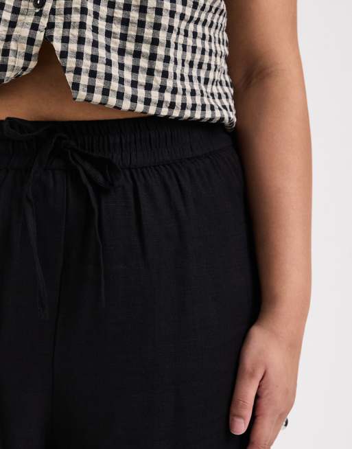 ASOS DESIGN Curve - Short van linnenmix in zwart, 2 van 4