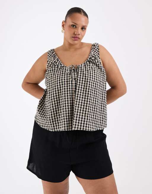 ASOS DESIGN Curve - Short van linnenmix in zwart, 3 van 4