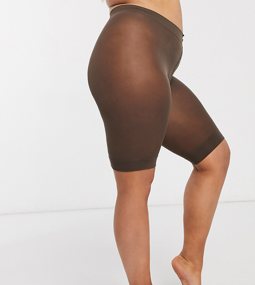 ASOS DESIGN – Curve – Shorts med anti-skav-Brun