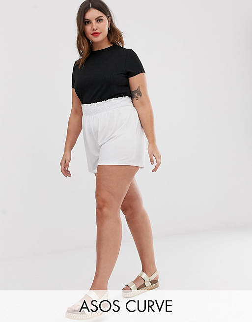 ASOS DESIGN Curve shorts with shirred waist