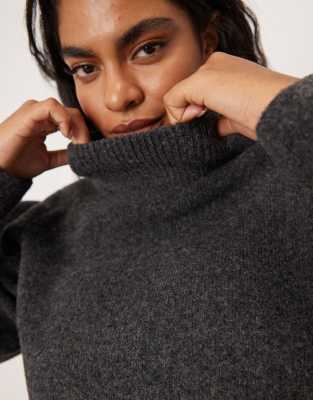 Asos Curve Asos Design Curve Shoulder Pad Extreme Sleeve Waisted Sweater In Gray