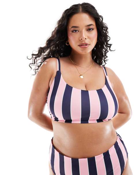 ASOS DESIGN Curve - Sidney - Haut de bikini court à rayures - view 1