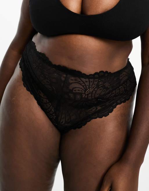 ASOS DESIGN Curve - Sienna - Culotte taille haute en dentelle - Noir
