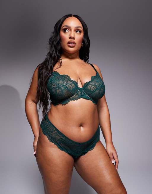 ASOS DESIGN Curve - Sienna - Ensemble en dentelle - Vert forêt