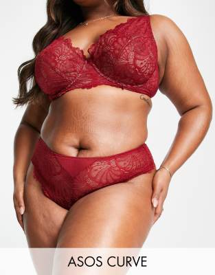 ASOS DESIGN Curve Sienna lace high apex underwired bra in forest