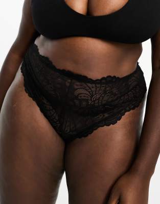 Asos Design Sienna Lace Brazilian Brief In Black In Black