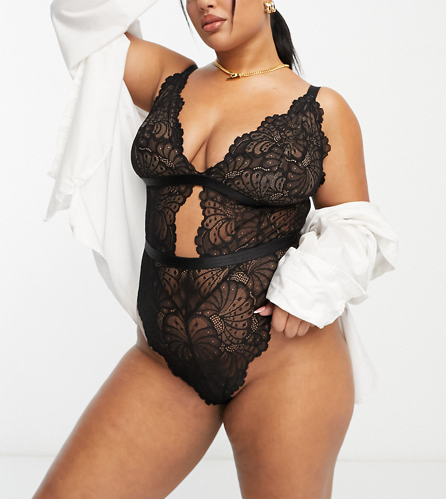 ASOS DESIGN Curve Sienna lace soft body in black