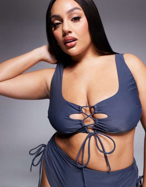 ASOS DESIGN Curve Sierra bikini set in slate gray - view 1