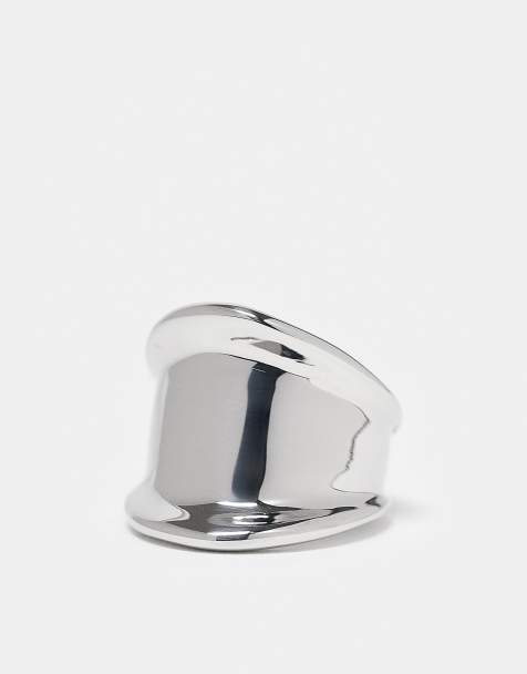 ASOS DESIGN Curve – Silberfarbener Ring aus wasserfestem Edelstahl mit abstraktem Design - view 1