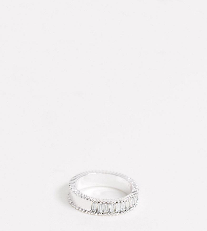 ASOS DESIGN Curve – Silverfärgad ring med avlånga stenar med strass