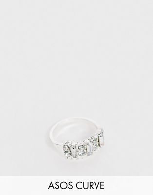 ASOS DESIGN Curve – Silverfärgad ring med kristaller