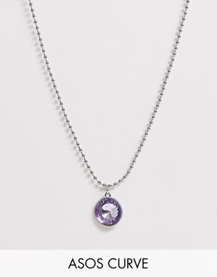 ASOS DESIGN Curve – Silverfärgat halsband med strasshänge och kulkedja