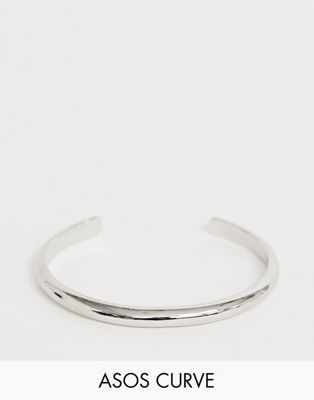 ASOS DESIGN – Curve – Silverfärgat manchettarmband i elegant minimalistisk design