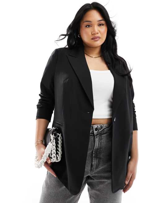 Womens plus black blazer sales