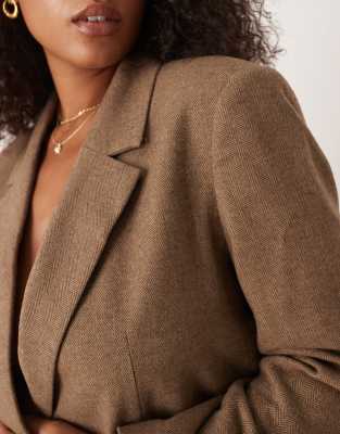 Asos Curve Asos Design Curve Single Breasted Blazer In Brown