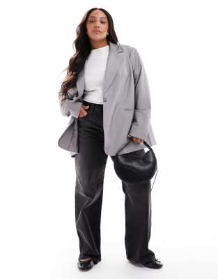 Asos Design Curve Single Breasted Blazer In Gray