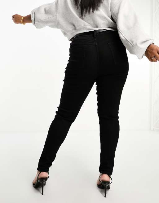 ASOS DESIGN Curve skinny jeans in black, 3 of 5