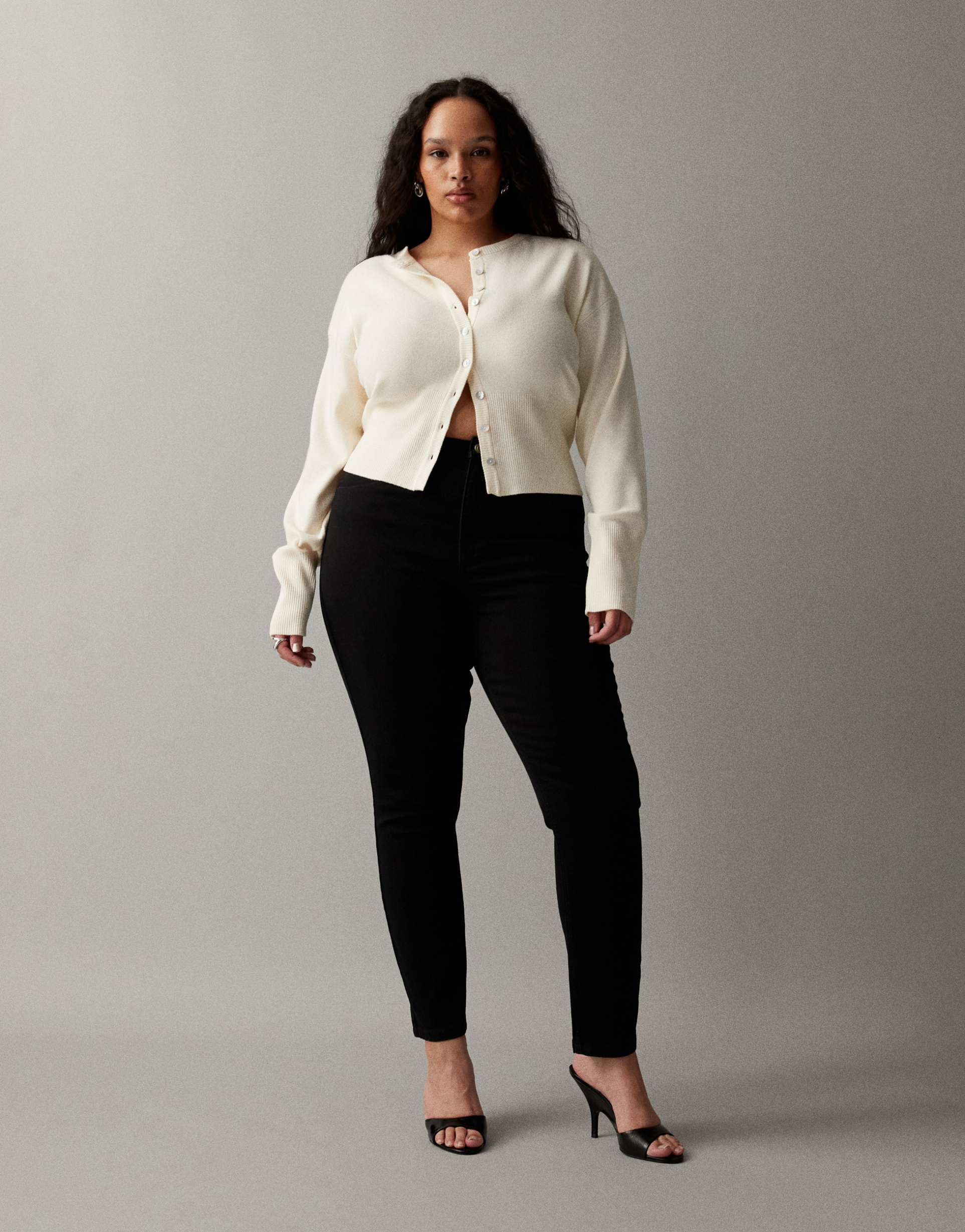 asos design curve skinny jeans in clean black