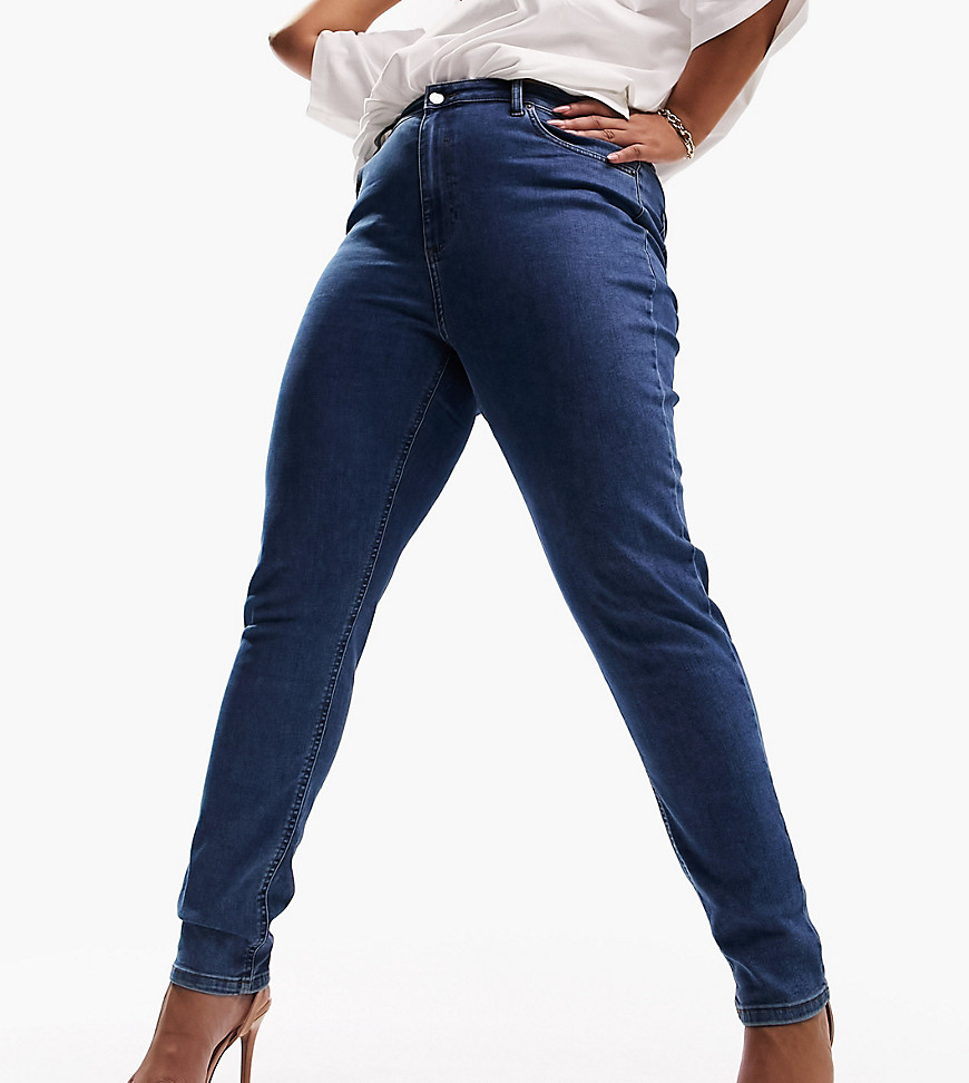 ASOS DESIGN Curve skinny jeans in mid blue
