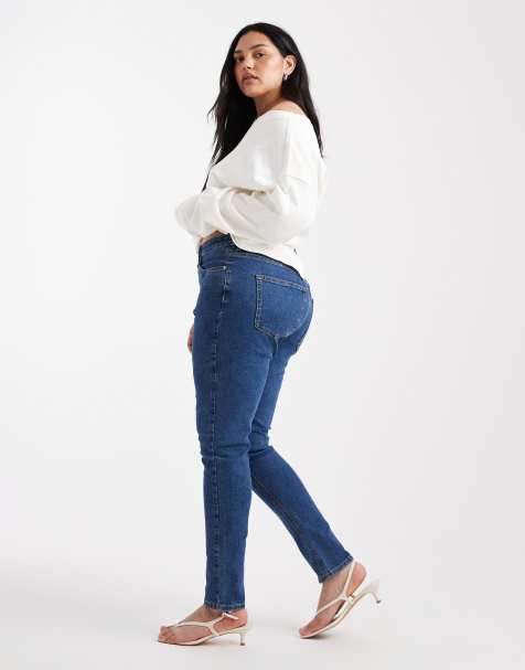 ASOS DESIGN Curve skinny jeans in mid blue - view 1