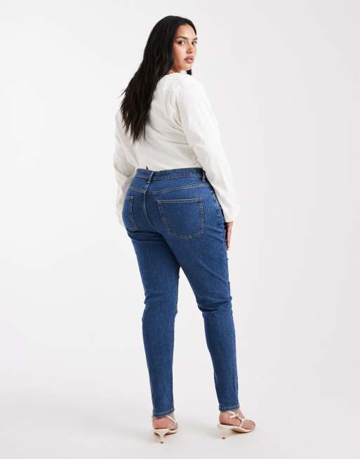 ASOS DESIGN Curve skinny jeans in mid blue 