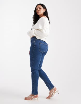 ASOS DESIGN Curve - Skinny-Jeans in Mittelblau