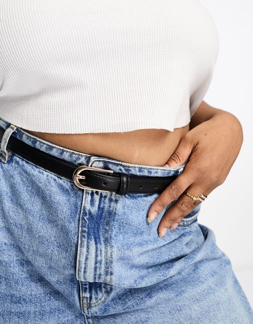ASOS DESIGN Curve skinny waist and hip jeans belt - BLACK | ASOS