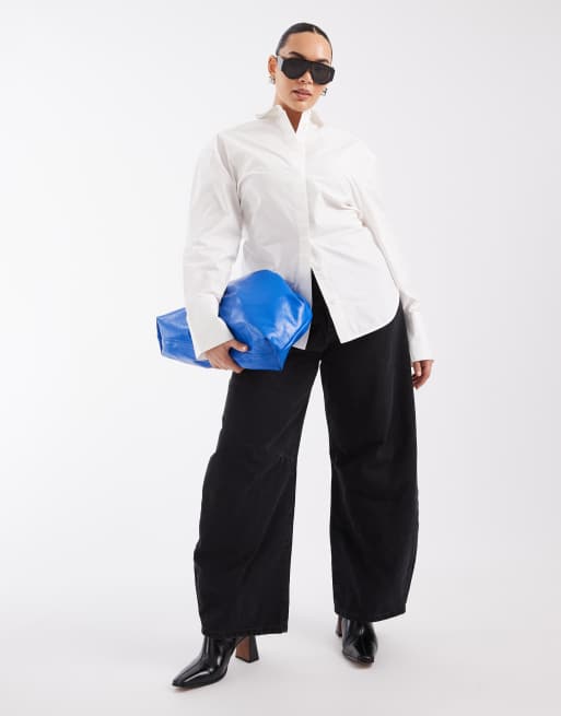 ASOS DESIGN Curve skjorta med markerad midja i vitt, 2 av 4