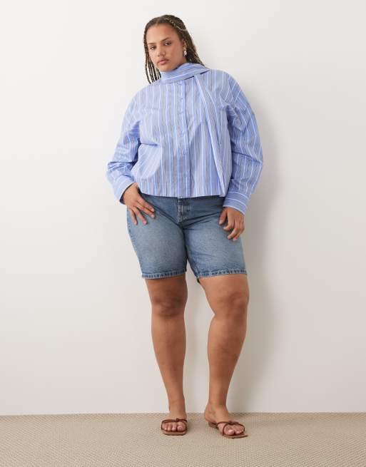 ASOS DESIGN Curve skjorta med ståkrage och knytband, 4 av 4