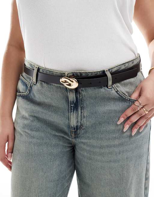 ASOS DESIGN Curve – Skórzany pasek na talię i biodra z klamrą w kształcie węzła