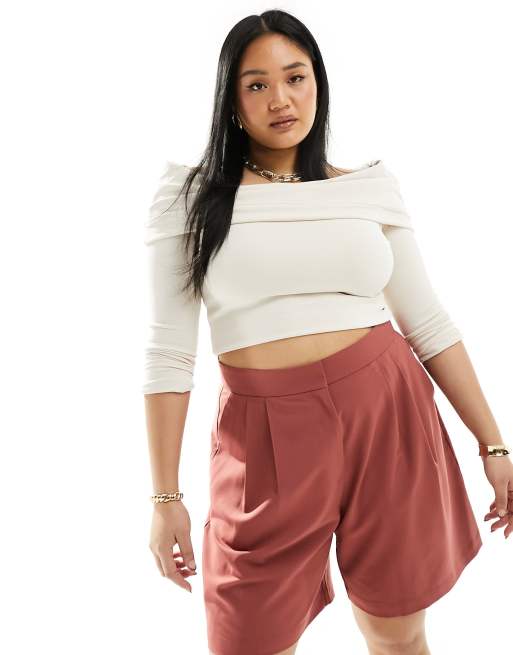 ASOS DESIGN Curve - Skræddersyede longline-shorts i rustrød