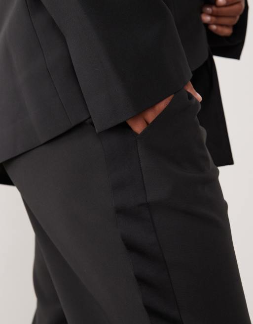ASOS DESIGN Curve skræddersyede tux-bukser med svaj i sort, 3 af 5